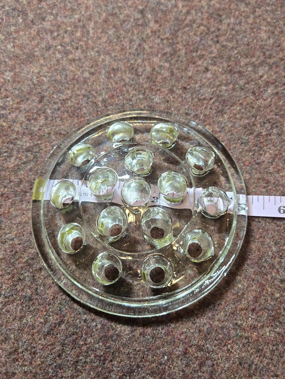 Vintage Clear Glass Flower Frog 5.5in